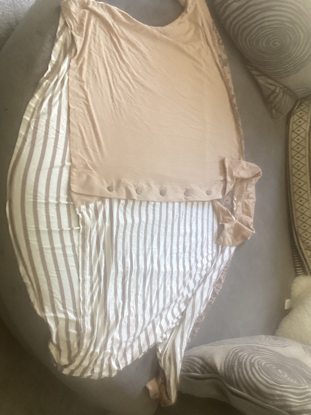 Striped Cream & White Button-Front Women’s Top